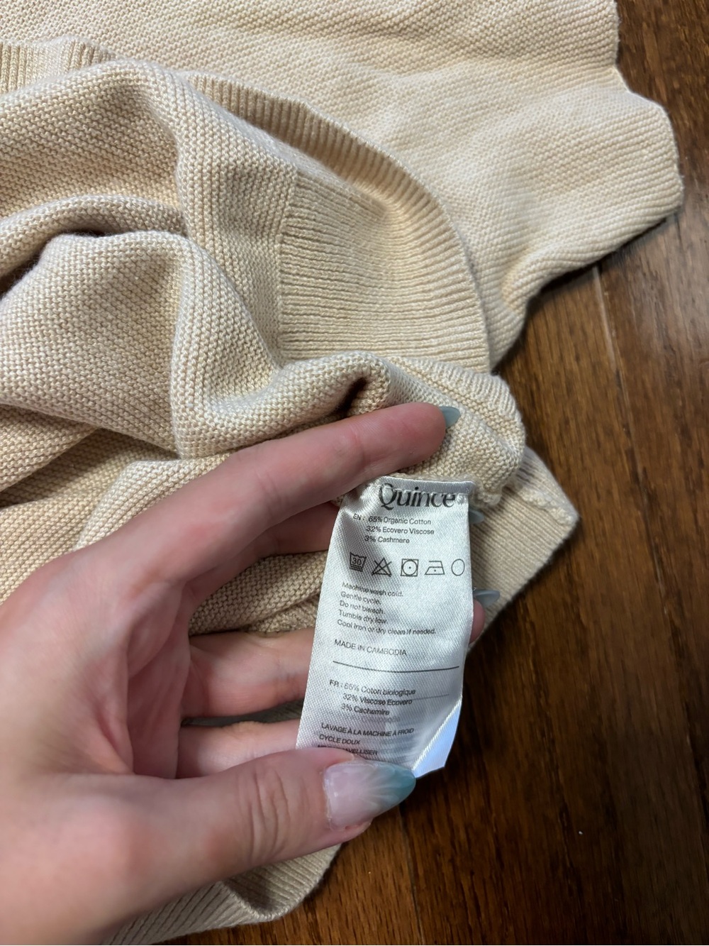 Quince Lightweight Cotton Cashmere Link-Stitch Dolman Sweater small - Picture 4 of 4
